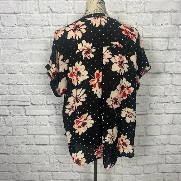 Maurice's Black Polka Dot Floral Blouse - Women's XL - Picture 4 of 5
